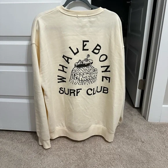 Men's Cream Whalebone Surf Pullover Crewneck Sweatshirt - Picture 4 of 5